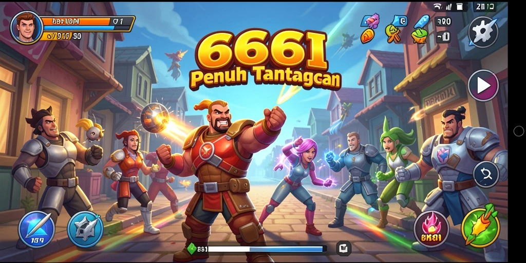 Tampilan gameplay seru dengan karakter berwarna-warni di 666I.