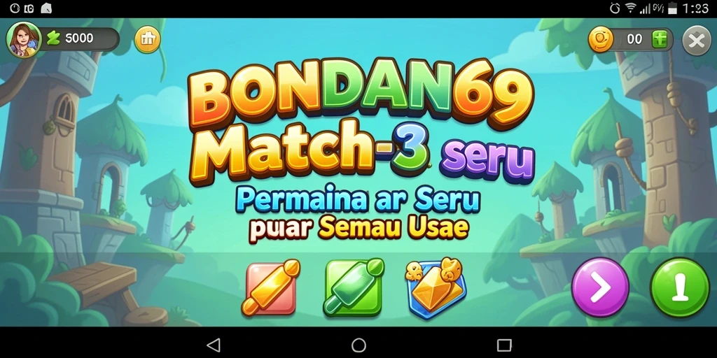 Tampilan gameplay BONDAN69 dengan tantangan Match-3 yang menarik.