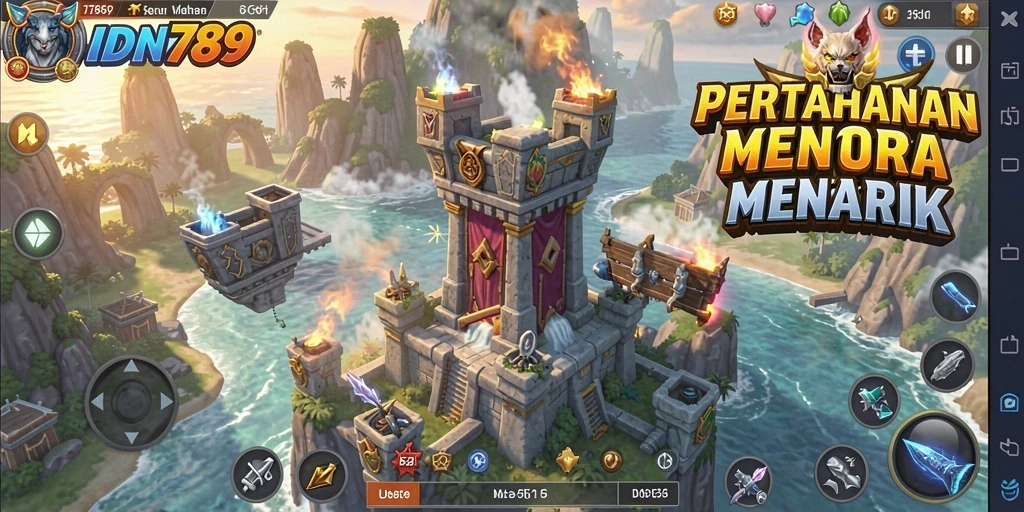 Tangkapan layar IDN789 menampilkan aksi pertahanan menara yang mendebarkan.