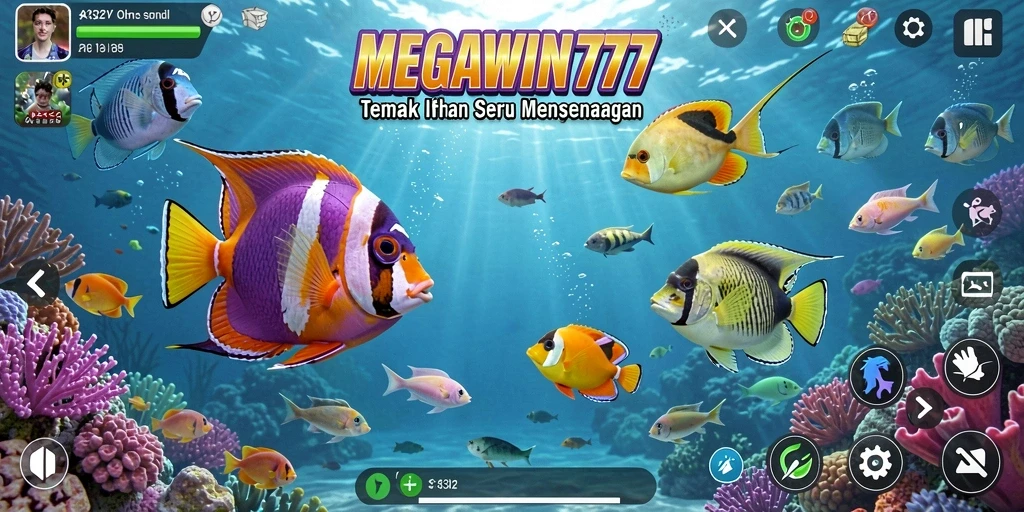 Screenshot gameplay MEGAWIN777 menunjukkan aksi tembak ikan yang seru.