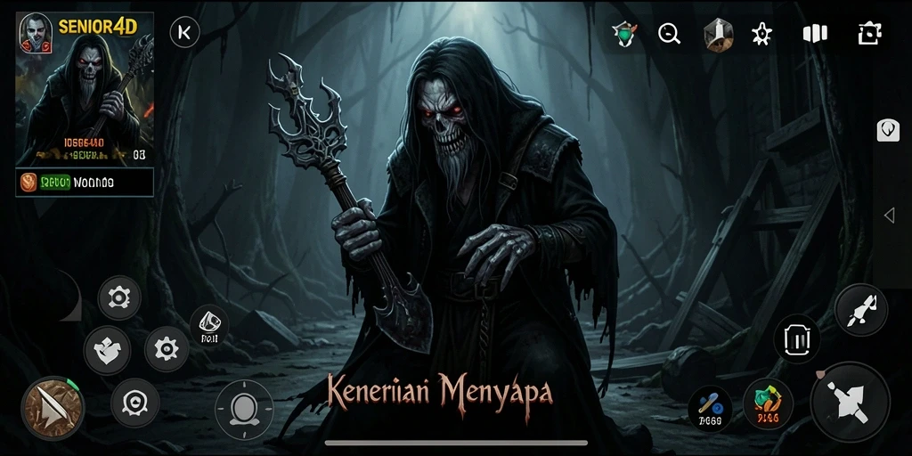 Gameplay menyeramkan di <strong>SENIOR4D</strong> yang penuh dengan kegelapan dan ketegangan.