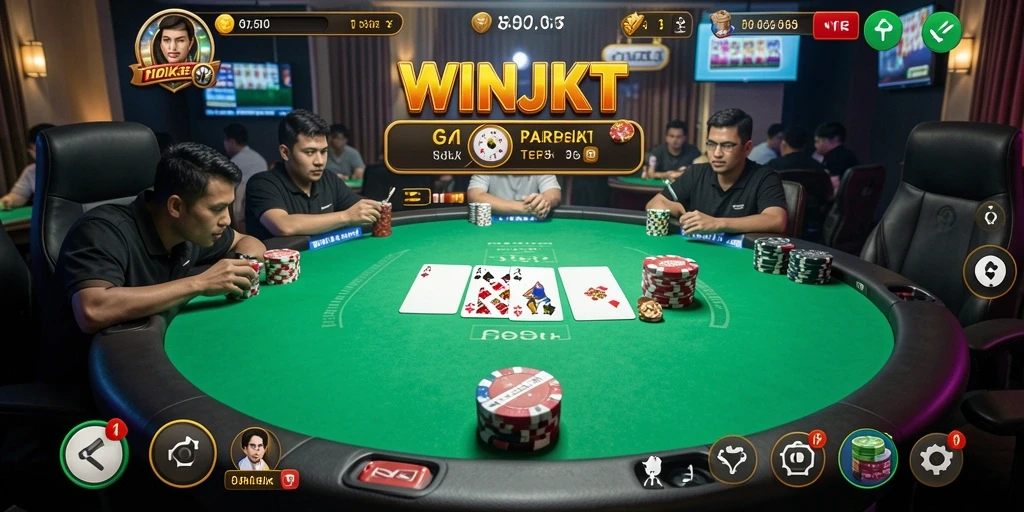 Tampilan gameplay Poker yang mendalam dan seru dari WINJKT.